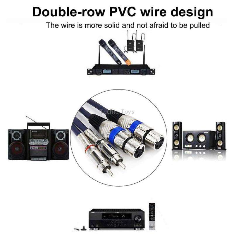 2RCA Male 2XLR Caron Female Speaker Audio Balance Cable, Length:0.5m