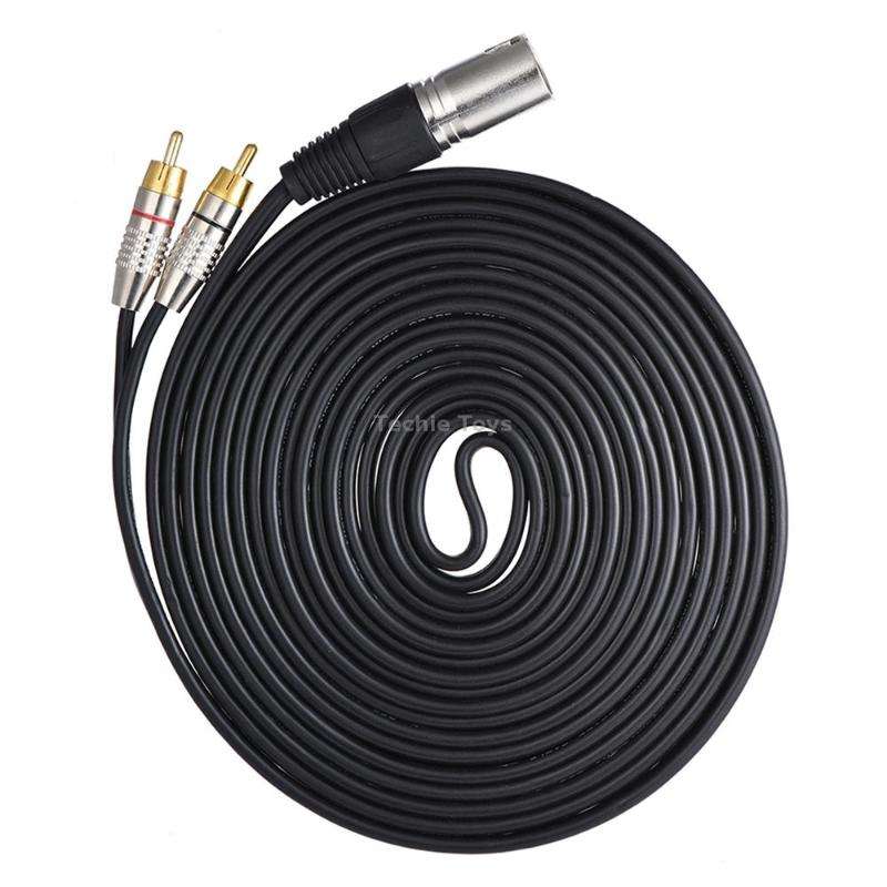 XLR Male To 2RCA Male Plug Stereo Audio Cable, Length:, Length:0.5m