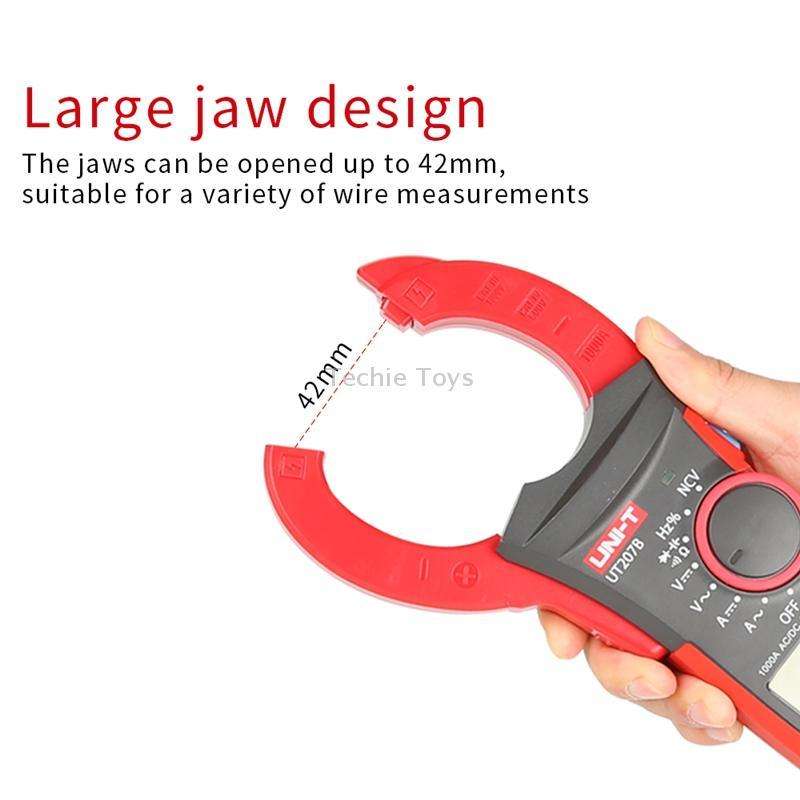 UNI-T UT205E 1000A 42mm Jaw Size Digital Clamp Meter AC DC Voltage Detector