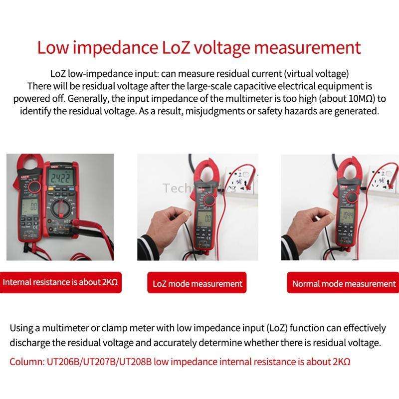 UNI-T UT205E 1000A 42mm Jaw Size Digital Clamp Meter AC DC Voltage Detector