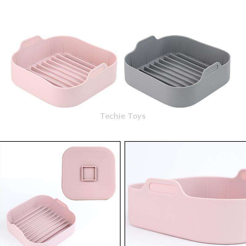 Air Fryer Silicone Grill Pan Accessories, Size: Square 20.5 cm(Gray)