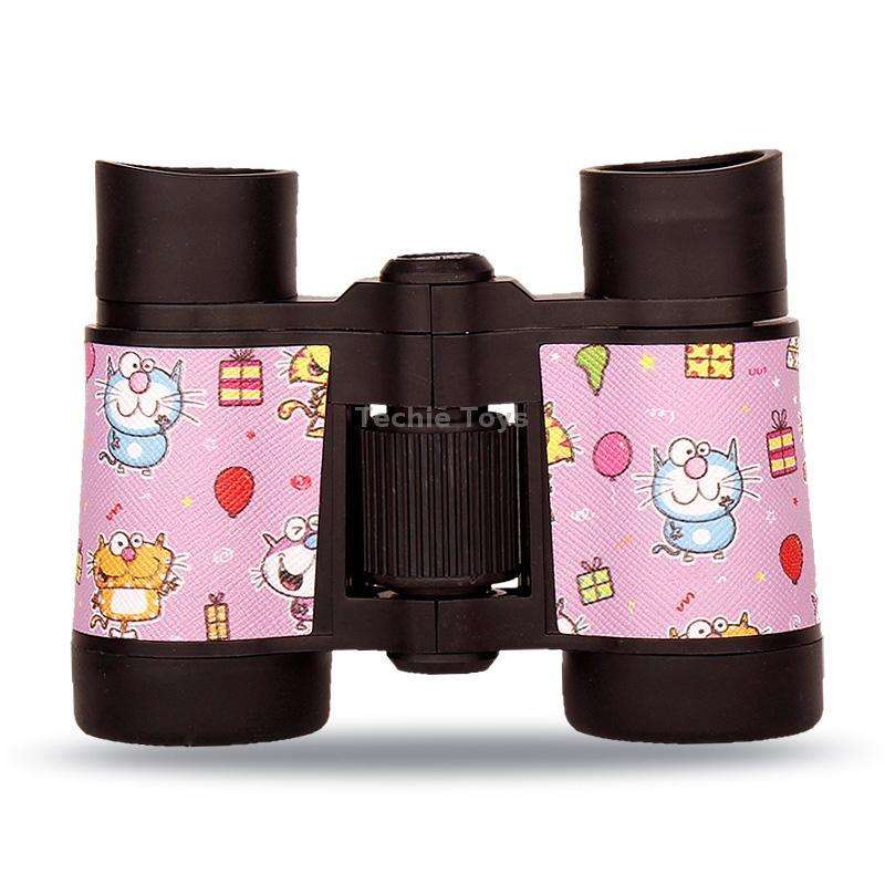 4X30 Binocular Telescope Bird Watching Telescope Gifts for Children(Cartoon Pink)