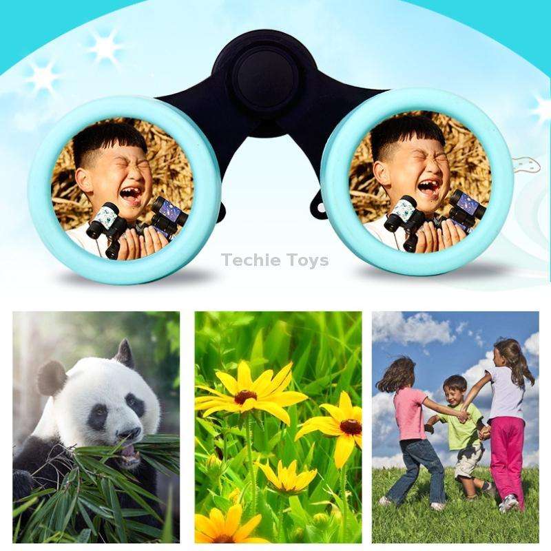 4X30 Binocular Telescope Bird Watching Telescope Gifts for Children(Cartoon Pink)