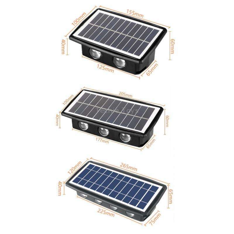 6LED Solar Wall Lamp Outdoor Waterproof Up And Down Double-headed Spotlights(Color Light)