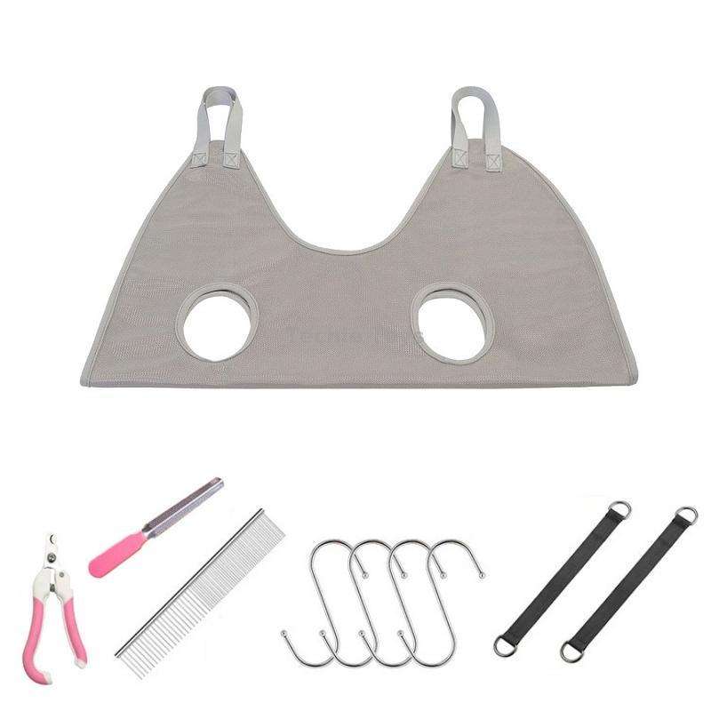 Small & Medium Pet Grooming Polyester Hanging Hammock With Trimming Tool, Size:S(Gray)