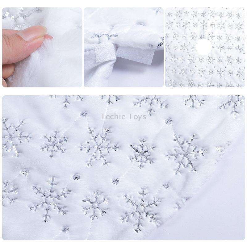 Christmas Tree Plush Sequin Embroidered Bottom Decorative Skirt, Size:90cm(Silver)