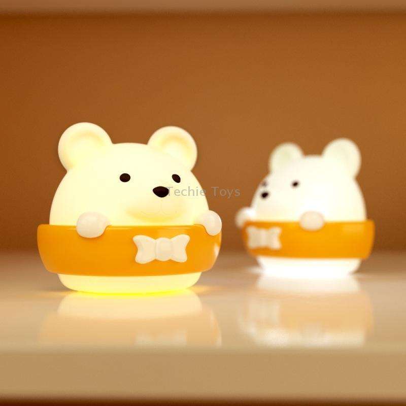 Bear Remote Control Night Light Bedside Eye Protection Wall Lamp with 3 Light Modes, Style:Rechargea