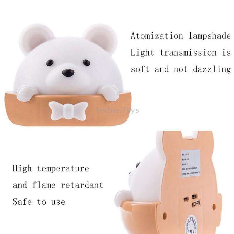 Bear Remote Control Night Light Bedside Eye Protection Wall Lamp with 3 Light Modes, Style:Rechargea