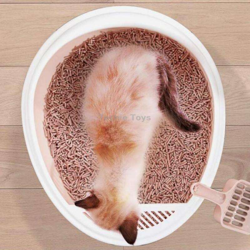 Pet Supplies Semi-Enclosed Detachable Splash-Proof Litter Box Cat Toilet with Cat Litter Scoop(Pink)