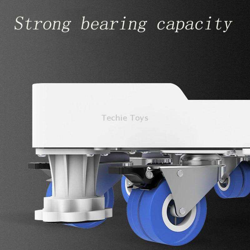 Double Tubes 4 Wheels + 8 Legs Adjustable Stainless Steel Refrigerator Bracket Washing Machine Base