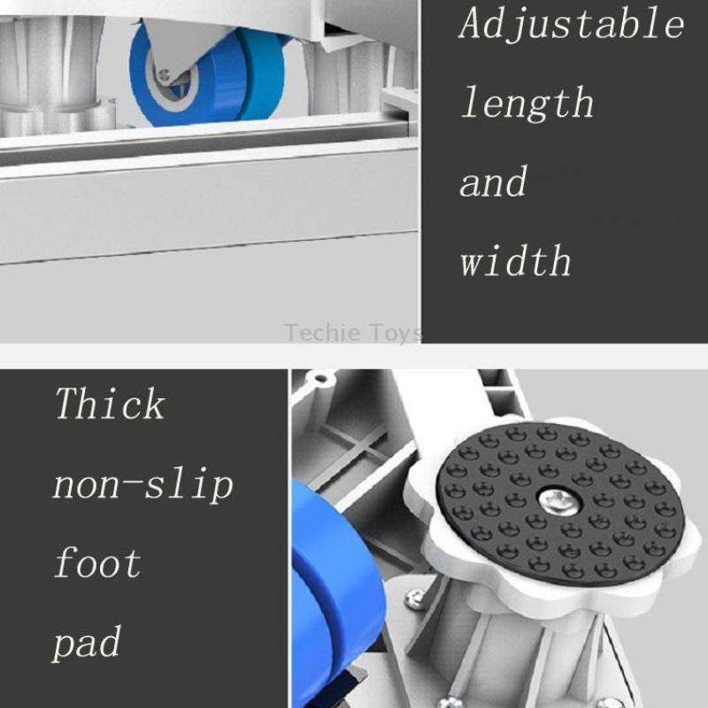Double Tubes 4 Wheels + 8 Legs Adjustable Stainless Steel Refrigerator Bracket Washing Machine Base
