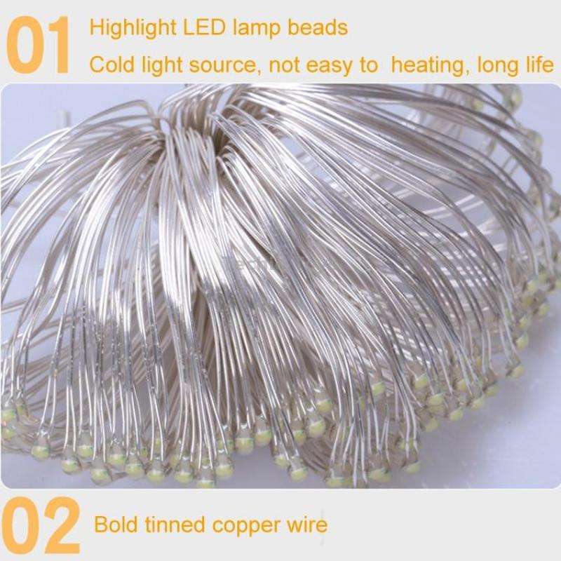 4m 40LEDs Gift Decoration Ribbon Light String LED Copper Wire Ribbon Christmas Tree Top Bowknot Ligh
