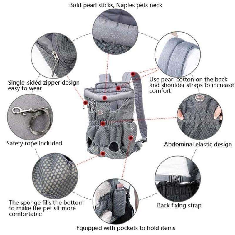Doglemi Pet Outing Backpack Dog Shoulder Chest Bag Breathable Mesh Dog Cat Bag, Size:M(Pink Gray)