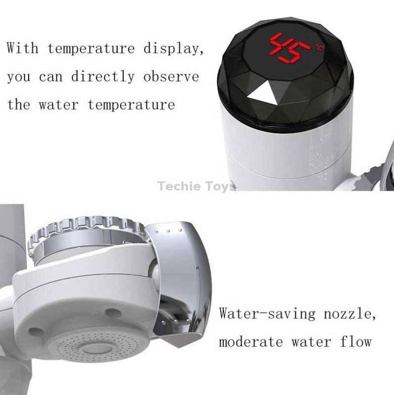 Zoosen Electric Hot Water Faucet Connection Type Instant Hot Water Faucet EU Plug, Style:With shower