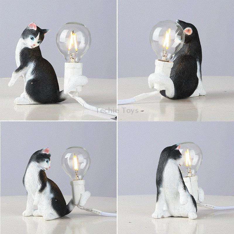 Cat Light Animal Table Lamp Mini Night Light, Power Plug:UK Plug(Look at the Tail)