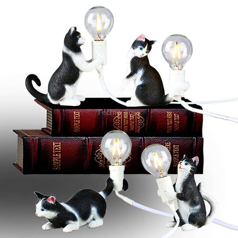 Cat Light Animal Table Lamp Mini Night Light, Power Plug:UK Plug(Look at the Tail)