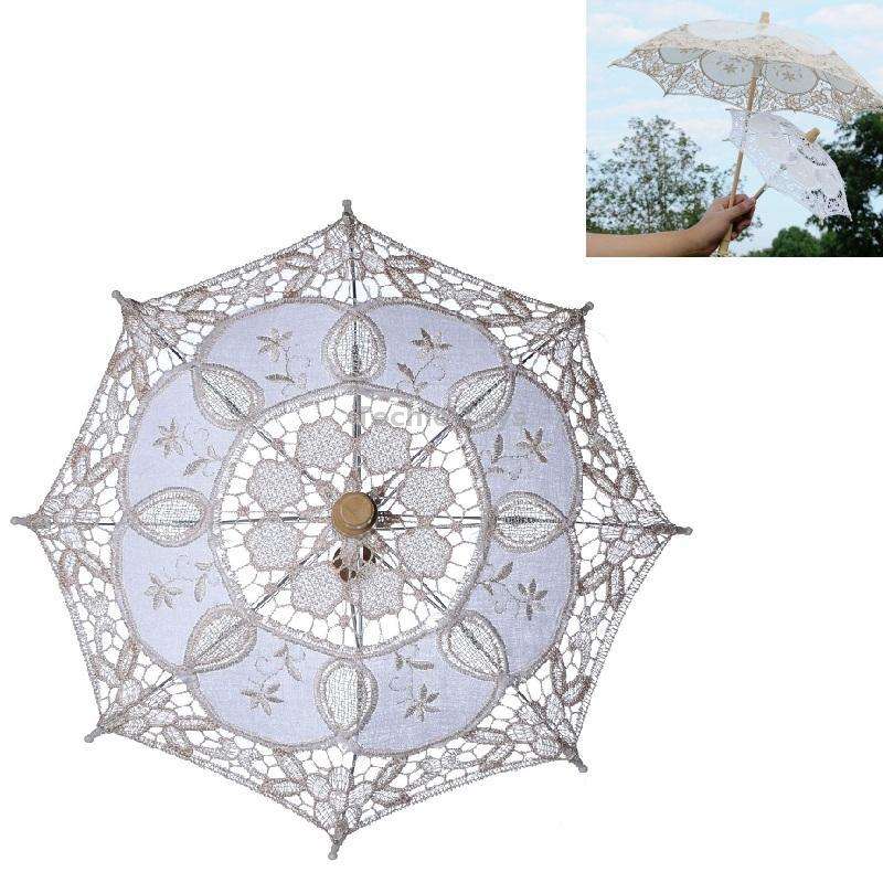 Wedding Bridal Lace Umbrella Shooting Props Wedding Supplies, Size: Length 26cm/ Diameter 29cm(Milky