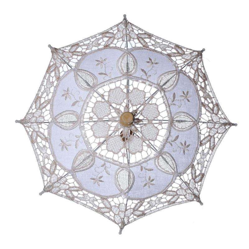 Wedding Bridal Lace Umbrella Shooting Props Wedding Supplies, Size: Length 26cm/ Diameter 29cm(Milky