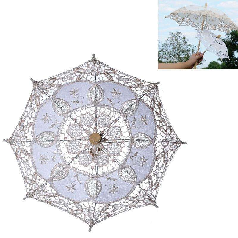 Wedding Bridal Lace Umbrella Shooting Props Wedding Supplies, Size: Length 43/Diameter 45cm(Milky Wh