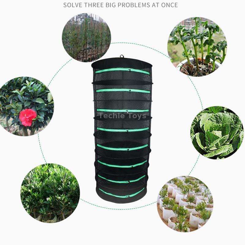 Hanging Herbal Drying Net Foldable Drying Rack Closed Zipper Plant Drying Net, Specification: 60cm D