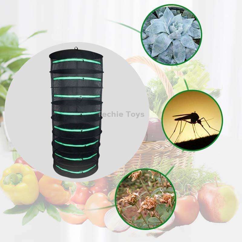 Hanging Herbal Drying Net Foldable Drying Rack Closed Zipper Plant Drying Net, Specification: 60cm D