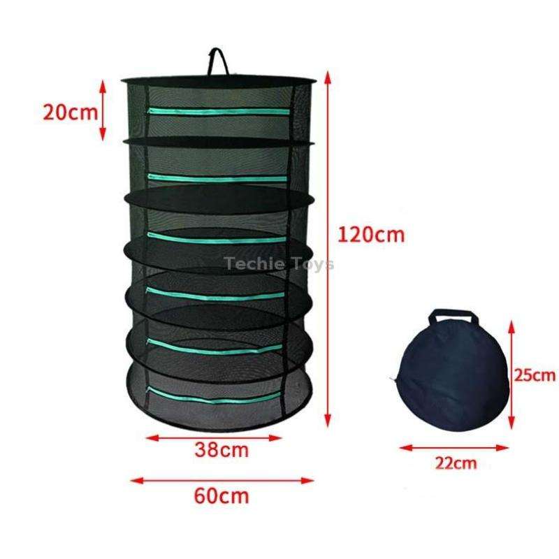 Hanging Herbal Drying Net Foldable Drying Rack Closed Zipper Plant Drying Net, Specification: 60cm D