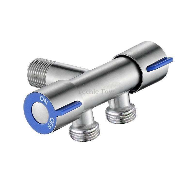 Stainless Steel One-In-Two-Out Multi-Function Three-Way Valve Faucet, Specification: Double 4-point