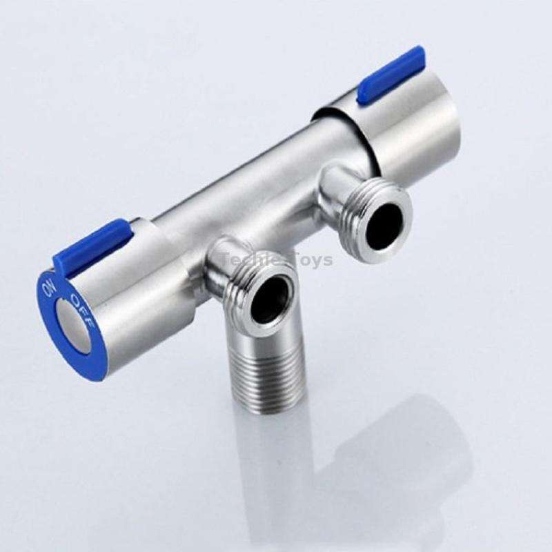 Stainless Steel One-In-Two-Out Multi-Function Three-Way Valve Faucet, Specification: Double 4-point