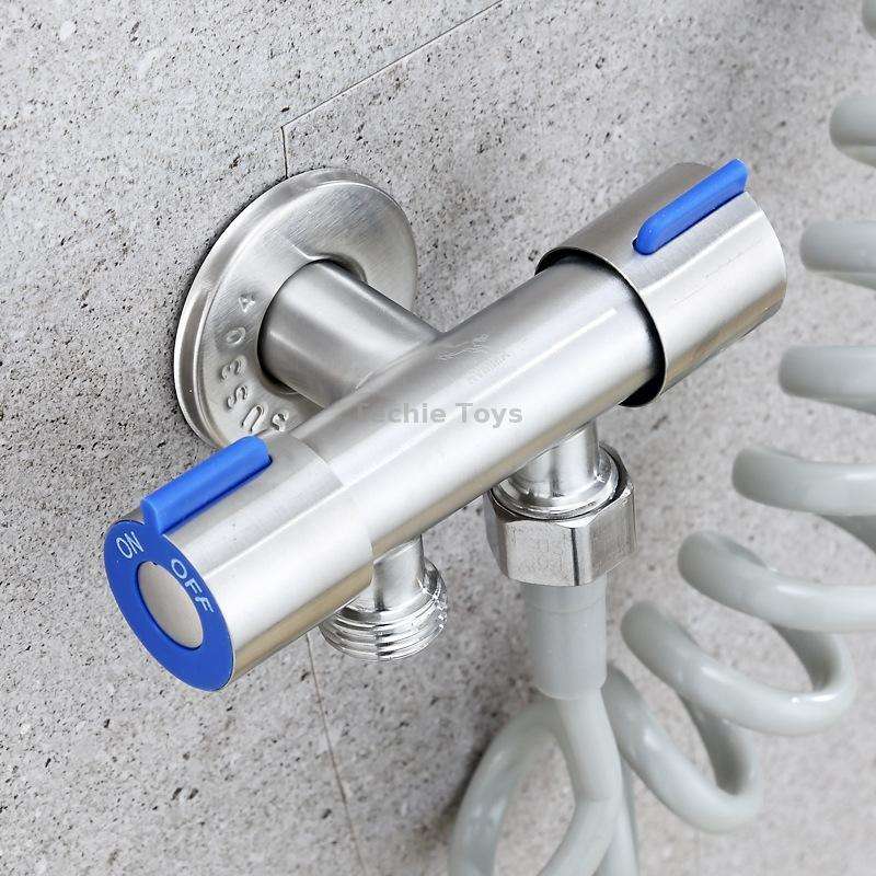 Stainless Steel One-In-Two-Out Multi-Function Three-Way Valve Faucet, Specification: Double 4-point