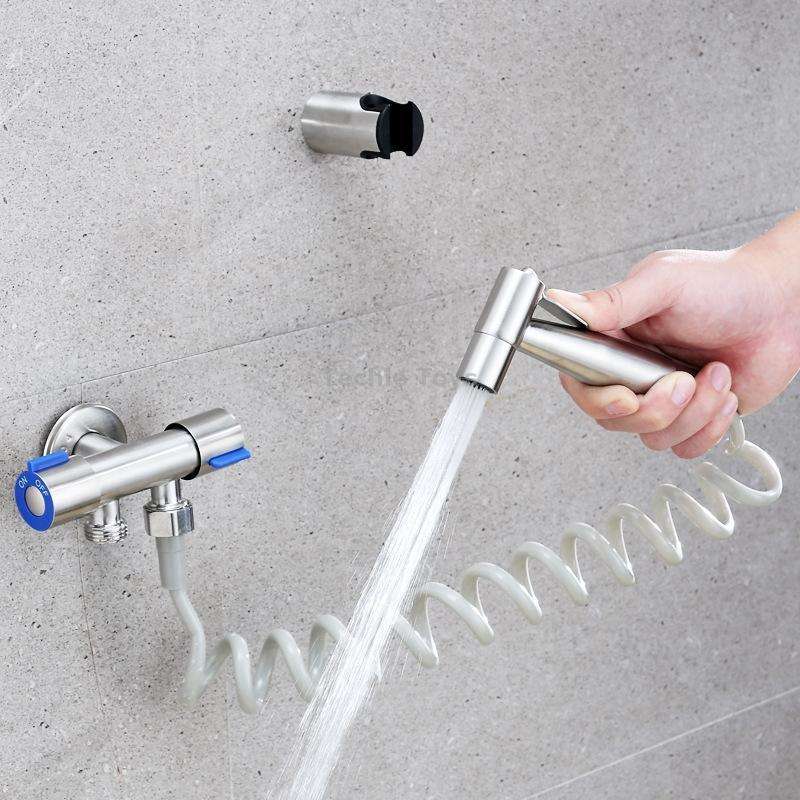 Stainless Steel One-In-Two-Out Multi-Function Three-Way Valve Faucet, Specification: Double 4-point