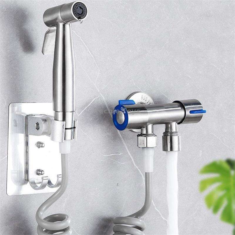 Stainless Steel One-In-Two-Out Multi-Function Three-Way Valve Faucet, Specification: Double 4-point