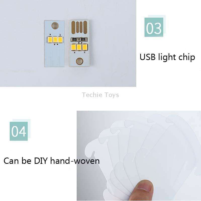 Creative Bedroom Bedside Night Light USB Round Romantic Room Decoration Lamp with Wood Base, Style: