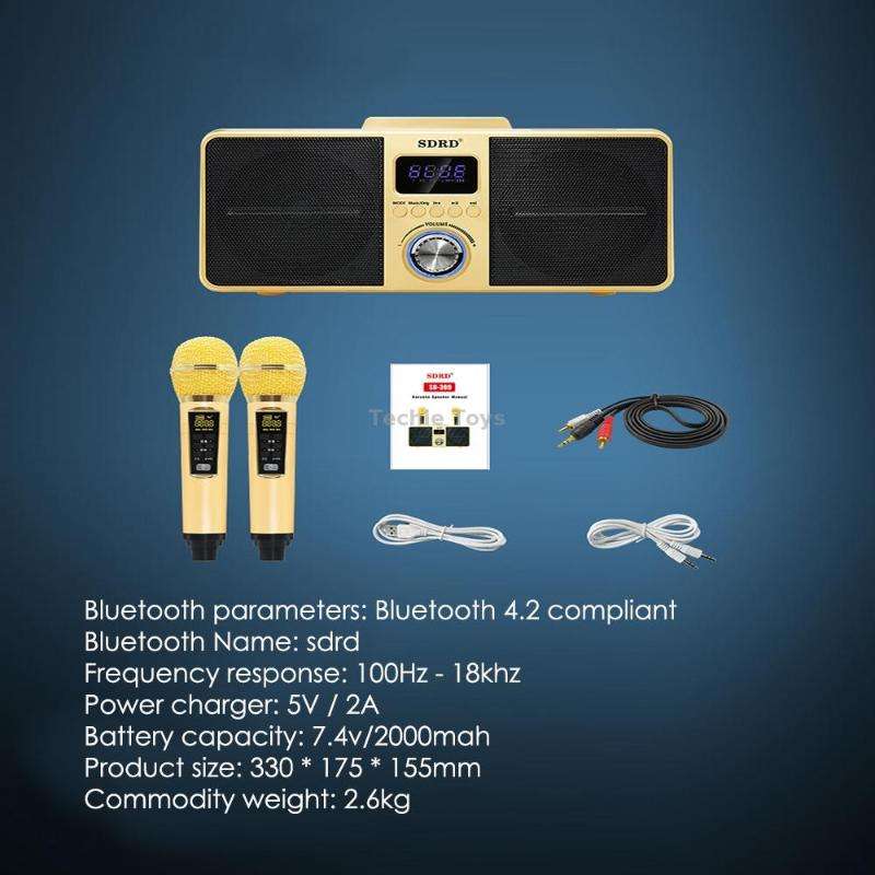 SDRD SD309 Wireless Microphone Bluetooth Audio All-In-One Machine(Black)