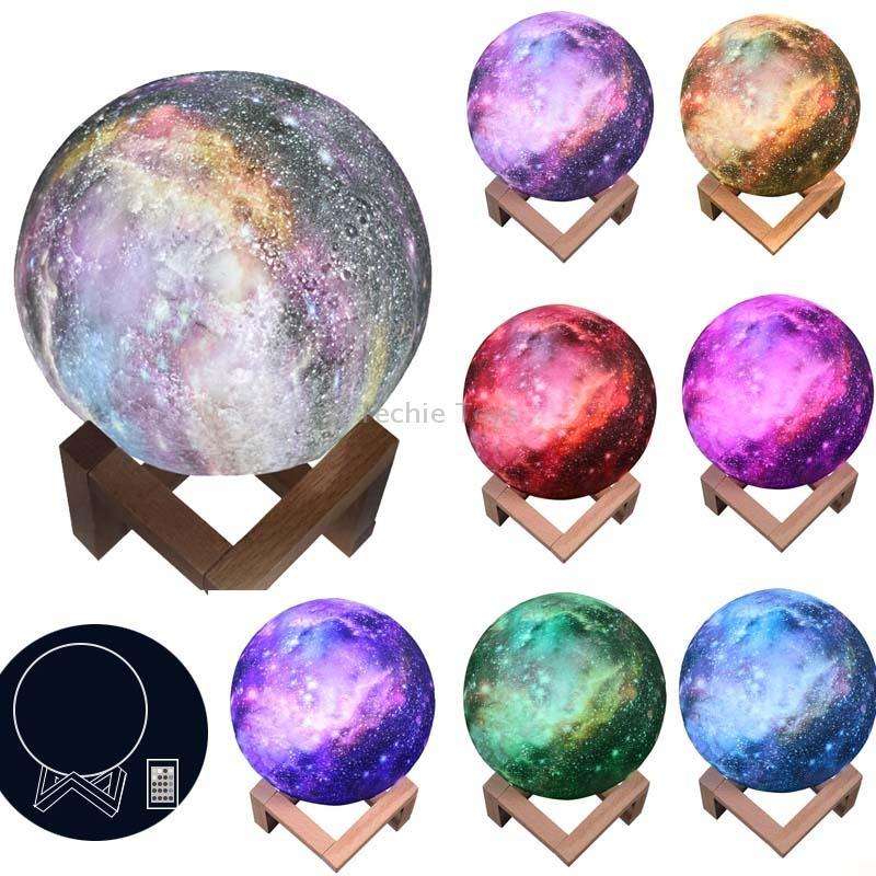 1W 3D Moon Lamp Children Gift Table Lamp Painted Starry Sky LED Night Light, Light color: 8cm Remote