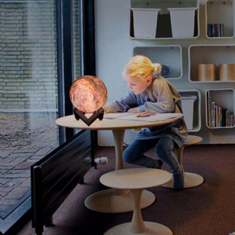 1W 3D Moon Lamp Children Gift Table Lamp Painted Starry Sky LED Night Light, Light color: 8cm Remote