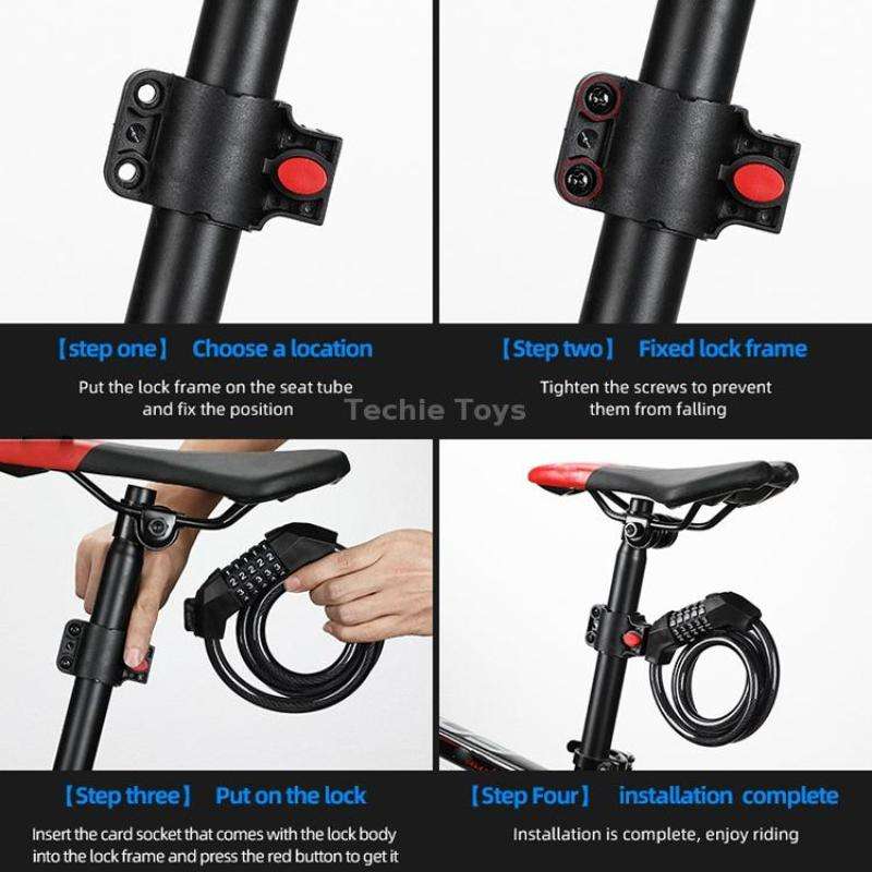 Bicycle Anti-Theft Code Lock Five-Digit Bicycle Lock Portable Bold And Long Steel Cable With Bracket