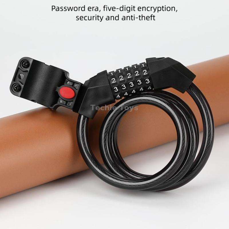 Bicycle Anti-Theft Code Lock Five-Digit Bicycle Lock Portable Bold And Long Steel Cable With Bracket