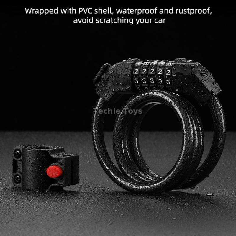 Bicycle Anti-Theft Code Lock Five-Digit Bicycle Lock Portable Bold And Long Steel Cable With Bracket