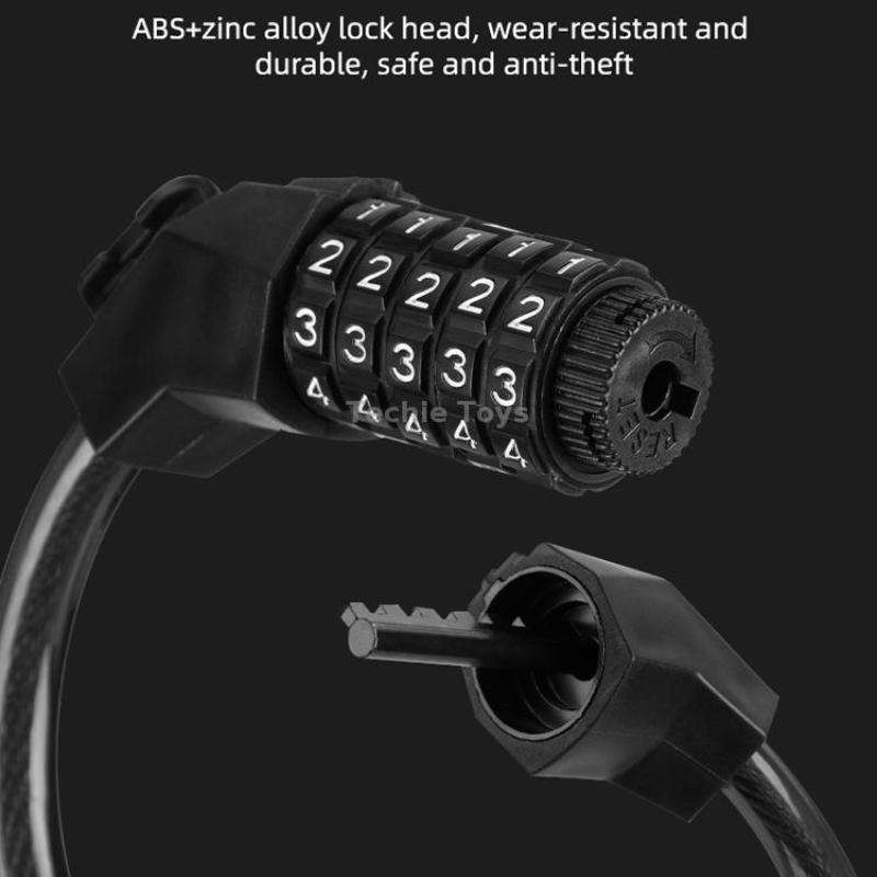 Bicycle Anti-Theft Code Lock Five-Digit Bicycle Lock Portable Bold And Long Steel Cable With Bracket