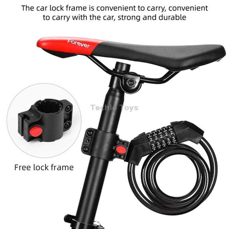 Bicycle Anti-Theft Code Lock Five-Digit Bicycle Lock Portable Bold And Long Steel Cable With Bracket