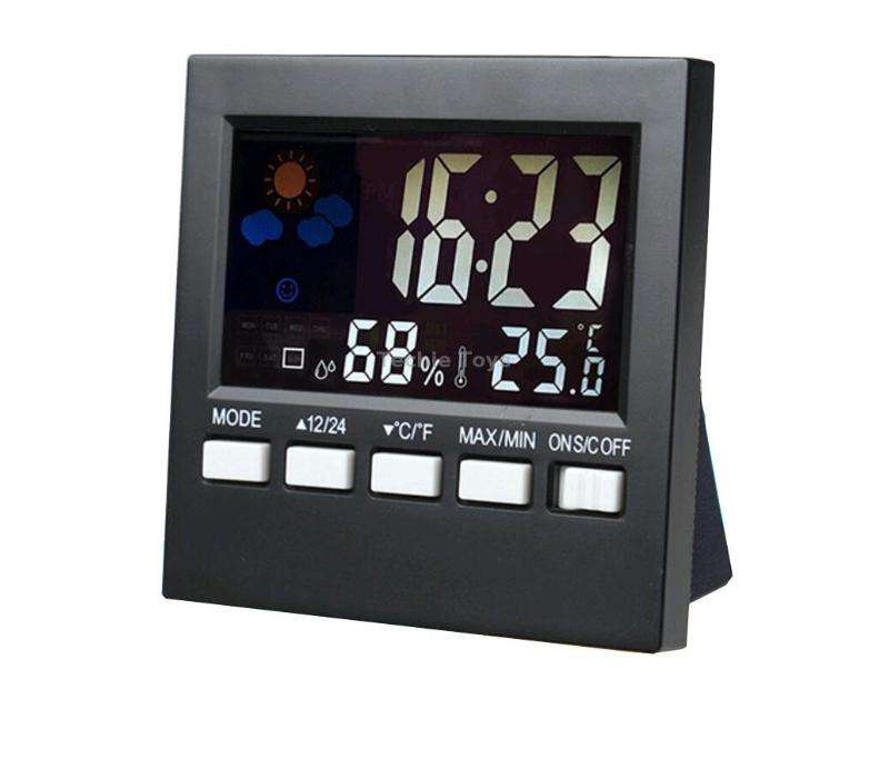 HTC-1 Household Thermometer And Hygrometer Color Screen Weather Station Thermometer Electronic Clock