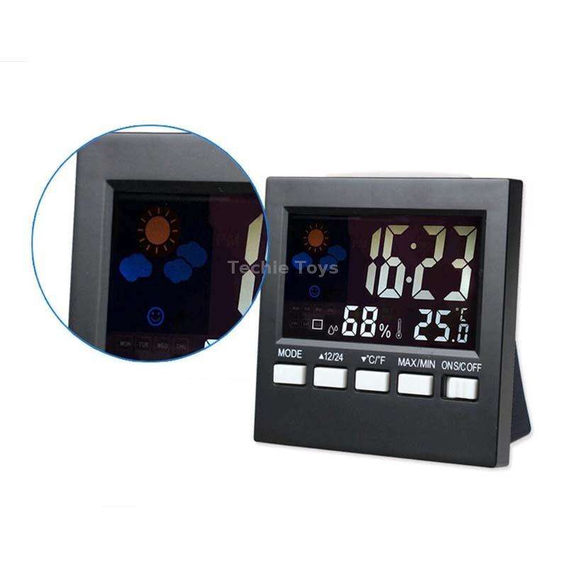 HTC-1 Household Thermometer And Hygrometer Color Screen Weather Station Thermometer Electronic Clock