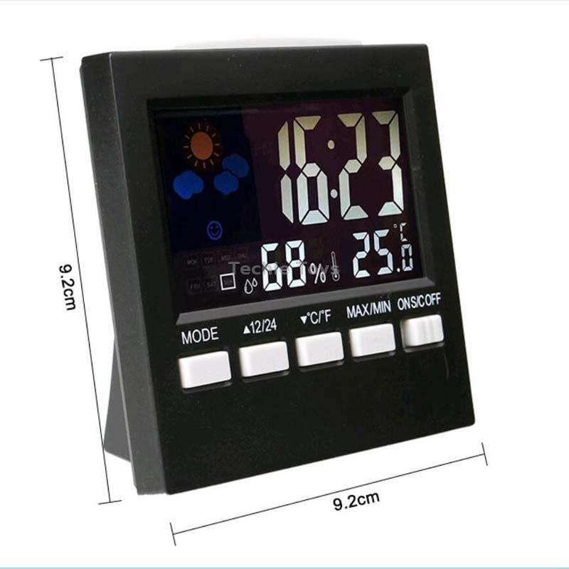 HTC-1 Household Thermometer And Hygrometer Color Screen Weather Station Thermometer Electronic Clock