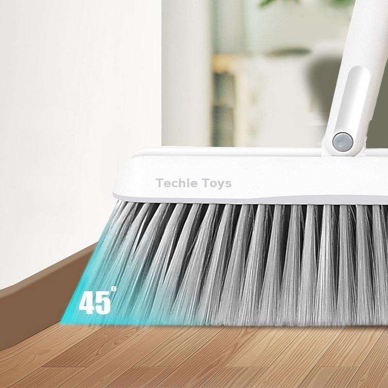Household Folding Standing Rotatable Broom And Dustpan Set Combination(White)
