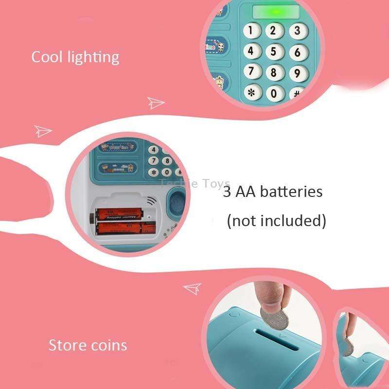 Simulation Password Fingerprint Sensor Unlocking Money Box Automatic Roll Money Safe ATM Piggy Bank(