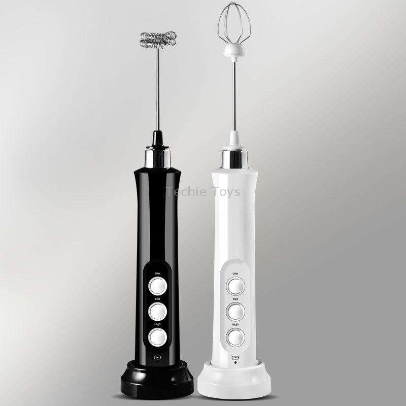 Whisk Household Electric Baking Mini Wireless Hand-Held Charging Stirrer Milk Frother(White)