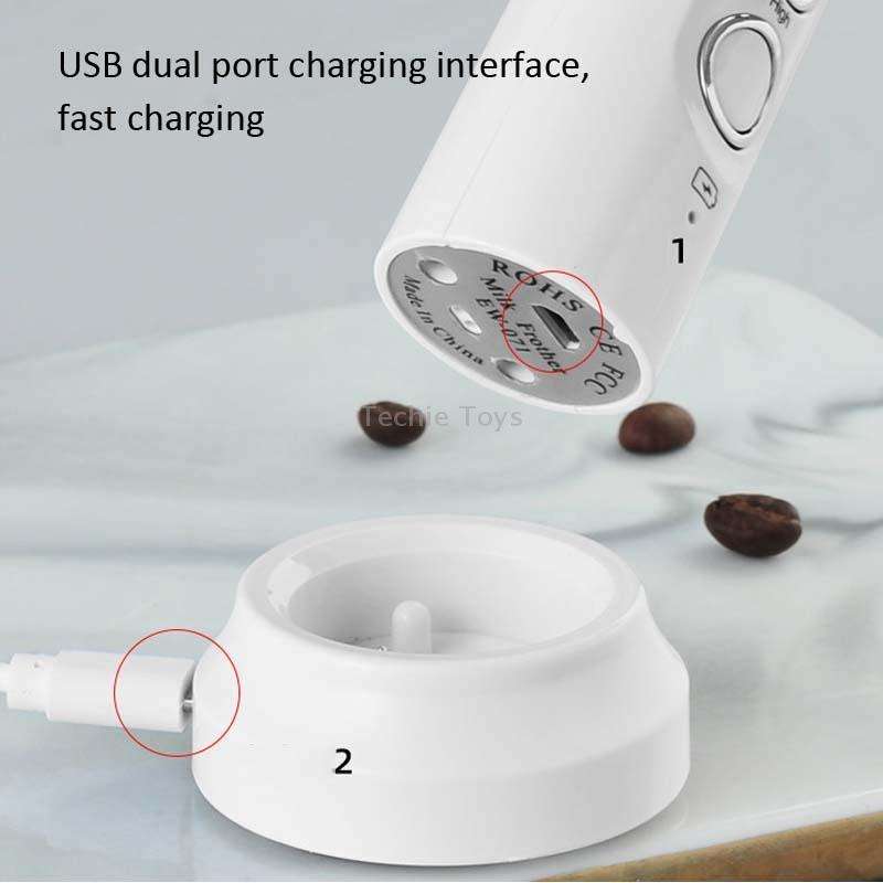 Whisk Household Electric Baking Mini Wireless Hand-Held Charging Stirrer Milk Frother(White)