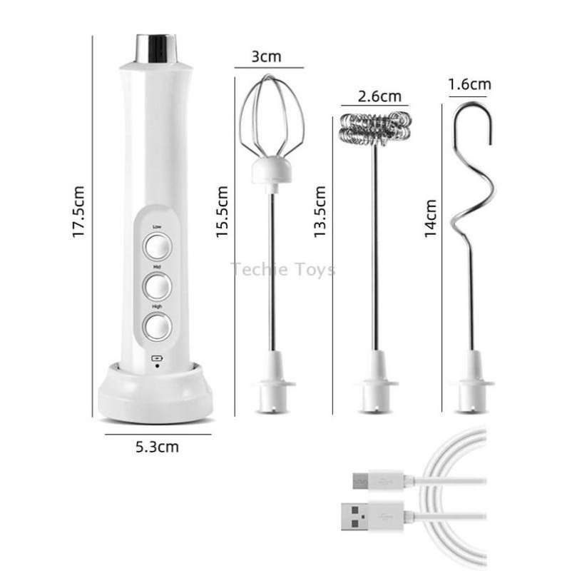 Whisk Household Electric Baking Mini Wireless Hand-Held Charging Stirrer Milk Frother(White)