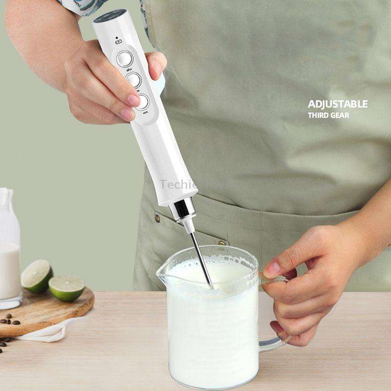 Whisk Household Electric Baking Mini Wireless Hand-Held Charging Stirrer Milk Frother(White)
