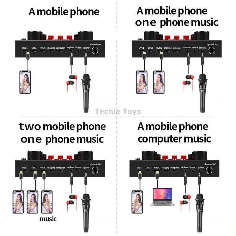 V8S Sound Card Mobile Phone Computer Anchor Live K Song Recording Microphone, Specification: English